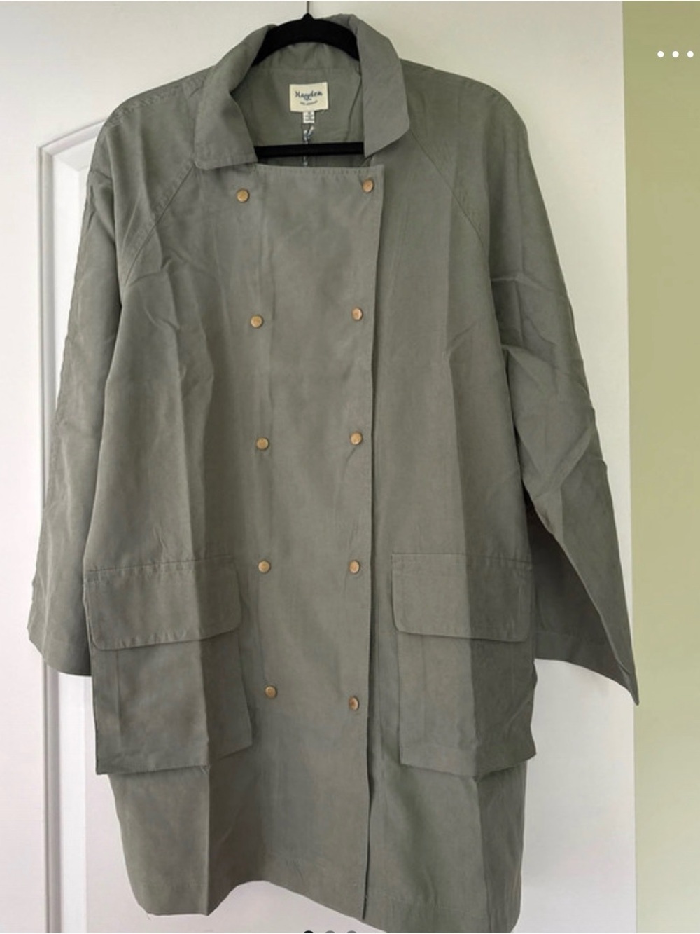 Hayden LA Olive Green Double-Breasted Trench Coat